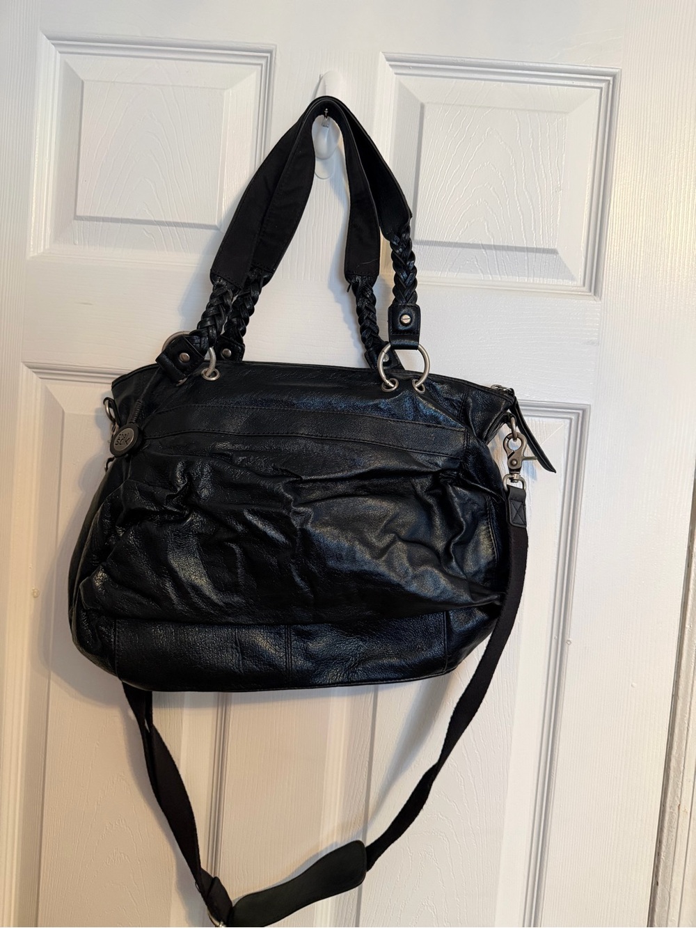 The Sak Black Braided-Handle Shoulder Bag
